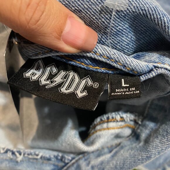 AC/DC Denim Jacket Back Tie Dye Detail - Picture 7 of 8